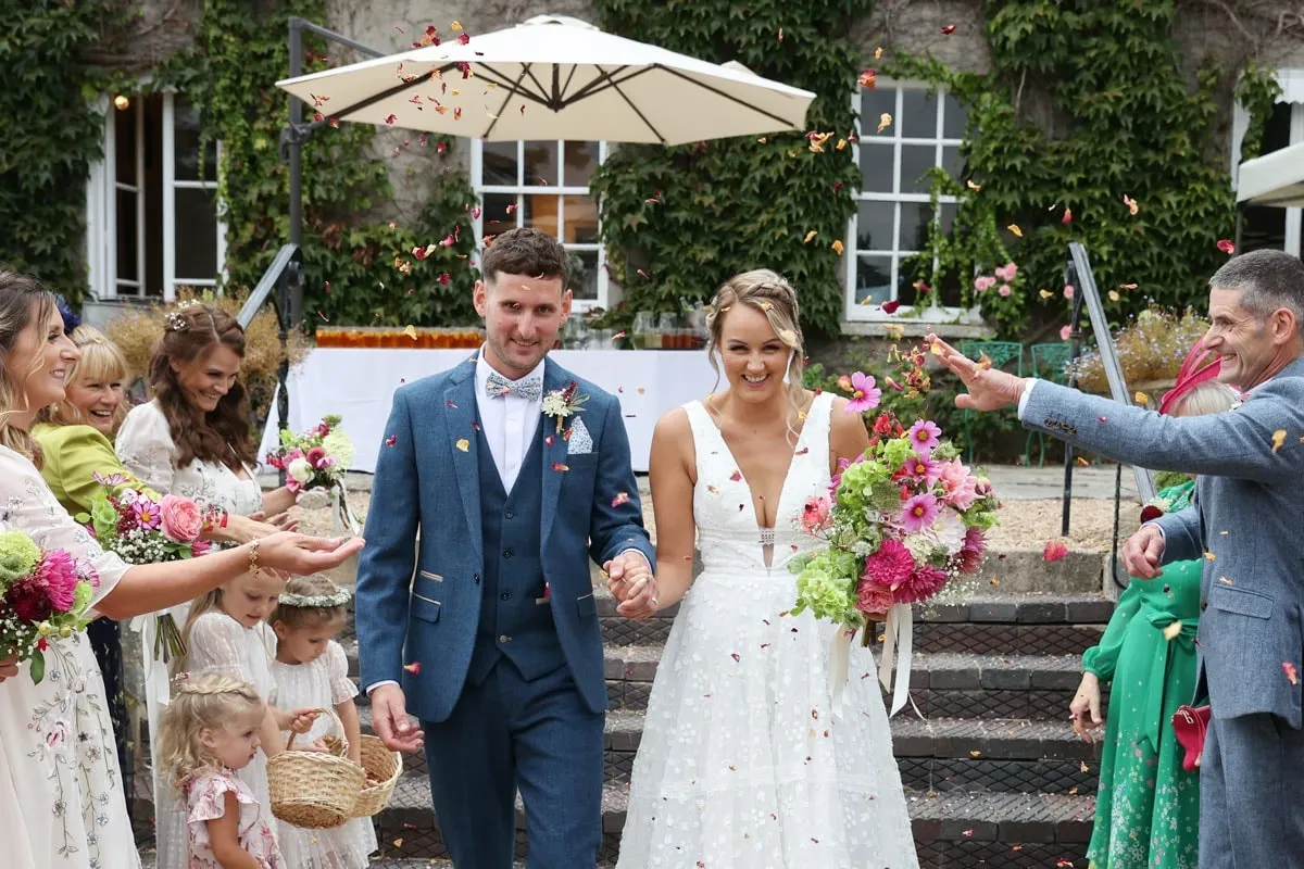 Confetti on the steps at Pennard House