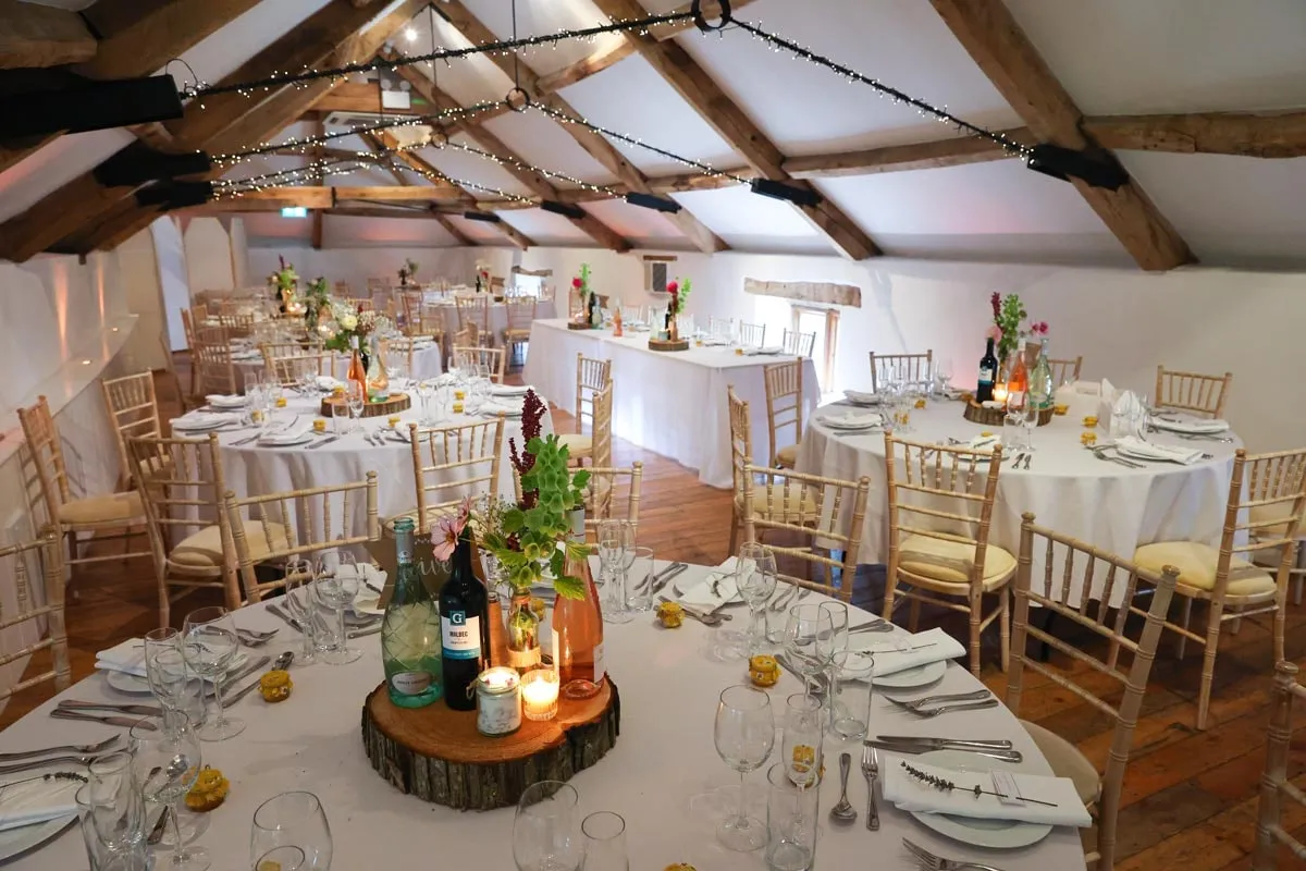 The reception tables laid ready at Pennard House