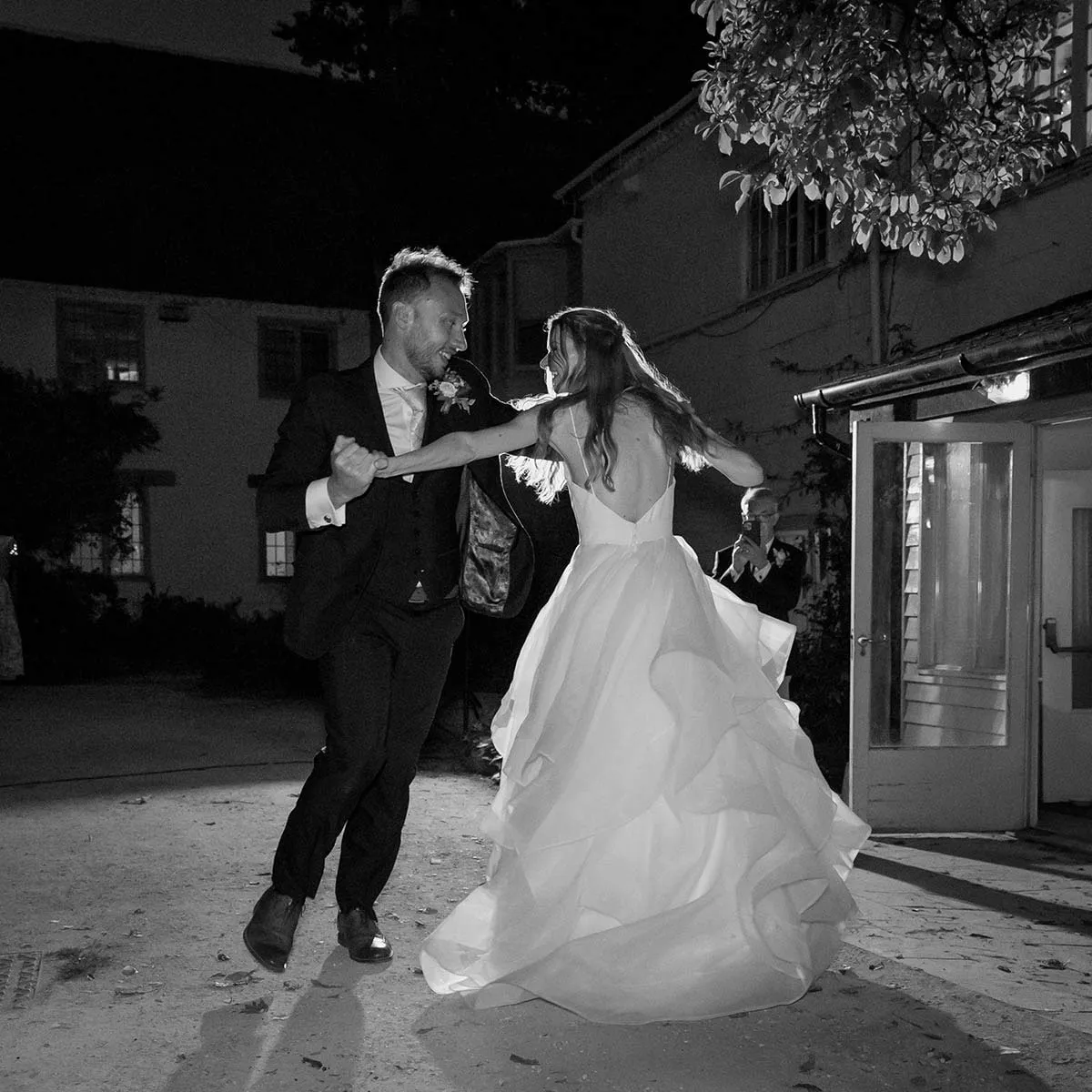 First dance photographed in black and white