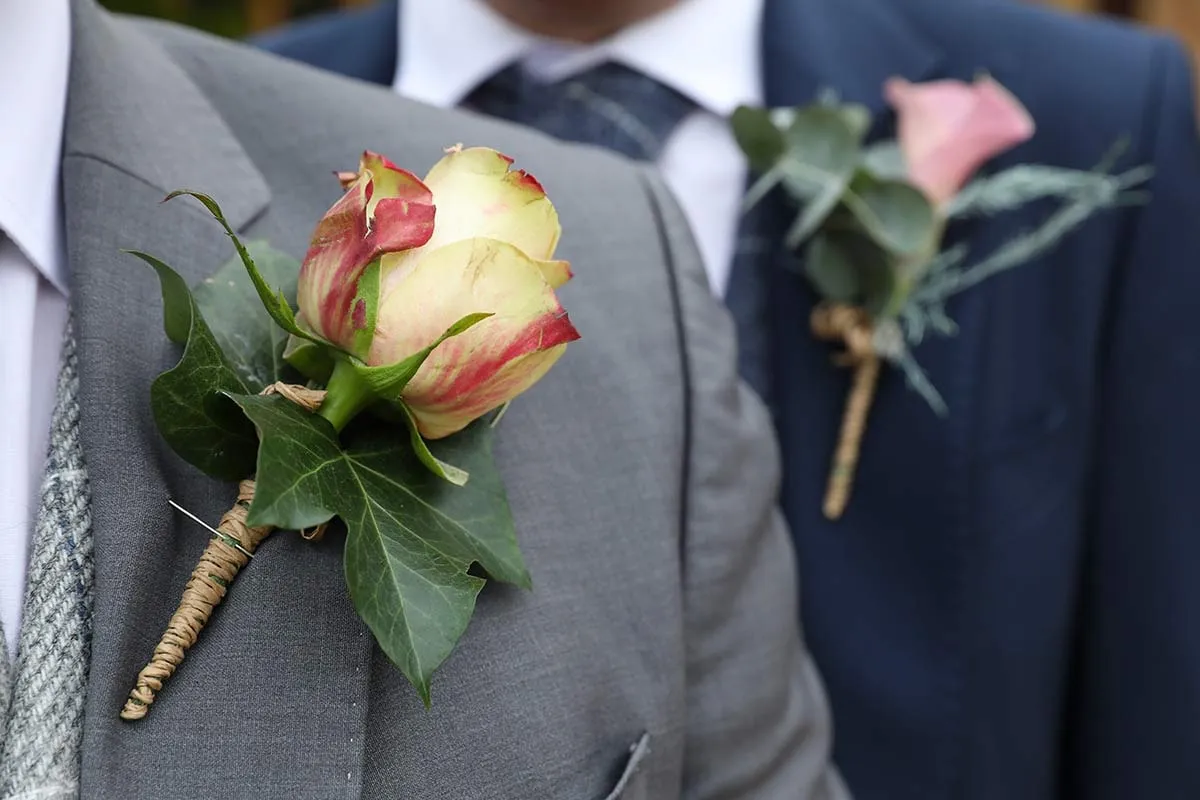 Buttonholes ready for the groom and his groomsmen