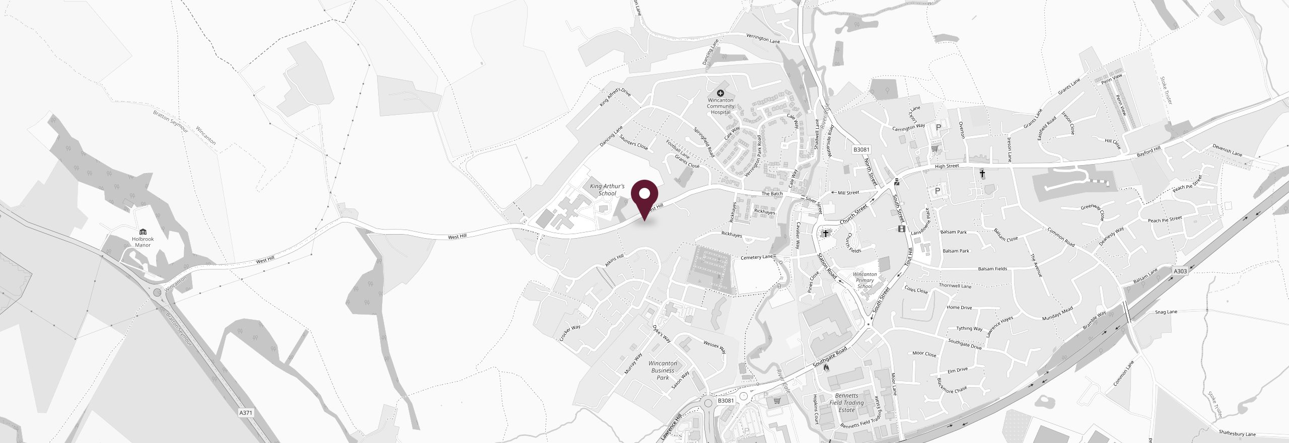 Map showing Studio H Photography on West Hill, Wincanton, Somerset BA9 9BY